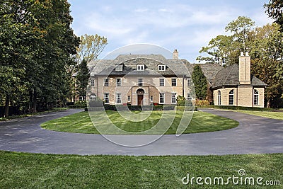 Large brick home in suburbs Stock Photo