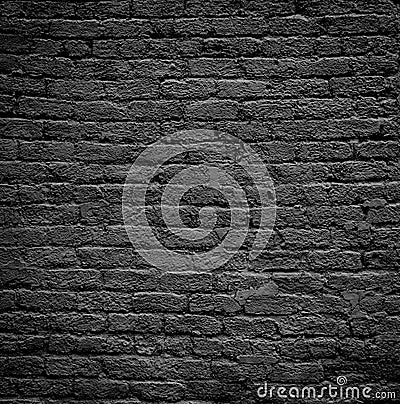 Large brick wall pattern painted black, heavy texture, urban creative copy space Stock Photo