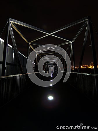 Large Bridge at Night Stock Photo