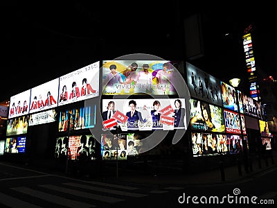 Large bright adverts for all the local host and hostess clubs Editorial Stock Photo