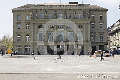 A large building at the Bundesplatz in Bern Editorial Stock Photo