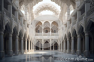 A large building Islamic palace with columns and arches Stock Photo