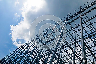 A large building of steel structure in the sky Stock Photo