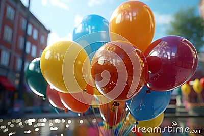 a large bunch of colored balloons Stock Photo