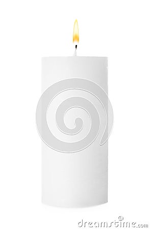 Large candle with wick isolated on white Stock Photo