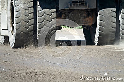 Large-capacity dump truck huge wheels Stock Photo