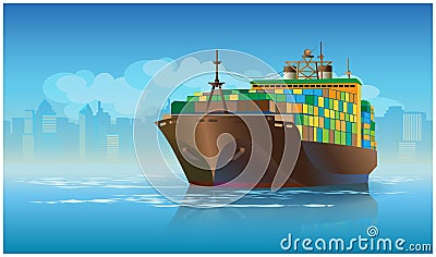 Large cargo ship Vector Illustration