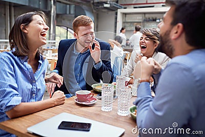 Large casual business group of coworkers having fun Stock Photo