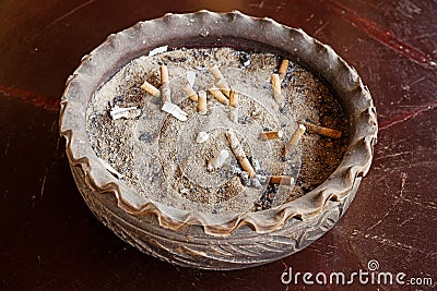 Ash Tray With Cigarette Butts Stock Photo