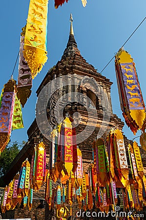 The large chedi Wat Lok Moli Stock Photo