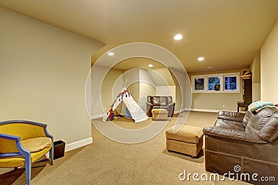 Large childrens play room with carpet. Stock Photo