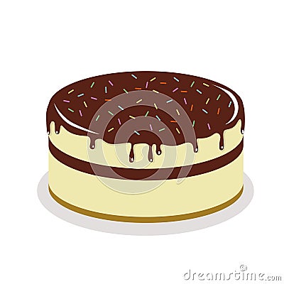 Large chocolate cake with colored sprinkles on top Vector Illustration
