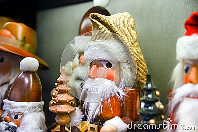 Large choice of wooden Christmas toys Stock Photo