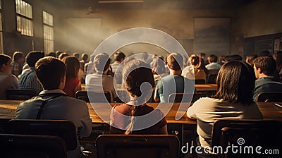 a large classroom with young students working hard Stock Photo