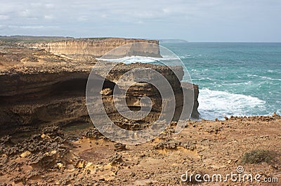 Large cliffs and rocks at the Great Ocean Road in Australia Stock Photo