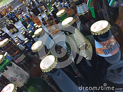 Large collection of beer bottles Editorial Stock Photo