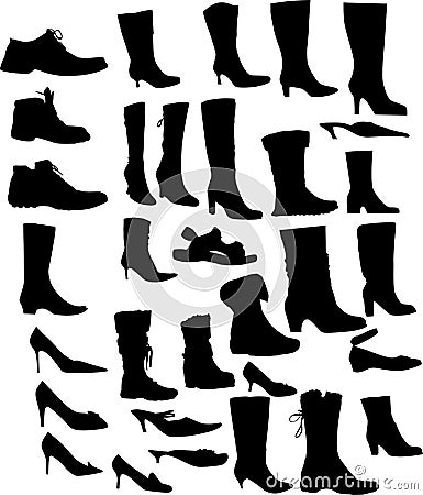 Large collection of footwears Stock Photo