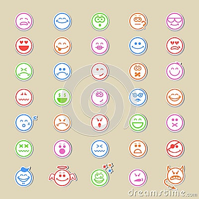 Large collection of round smiley icons Vector Illustration