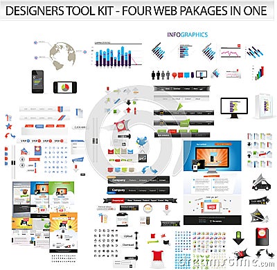 Large collection of web graphics Stock Photo