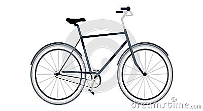 Large comfortable blue with black and gray coloring bike Vector Illustration