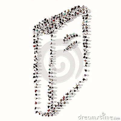 Large community of people forming the image of a closed book on white background Cartoon Illustration