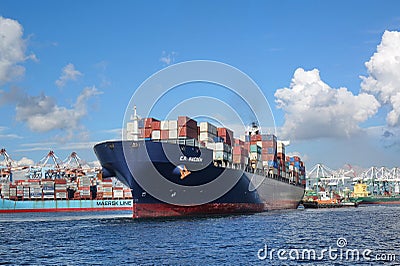 Large Container Ship Leaves Kaohsiung Port Editorial Stock Photo