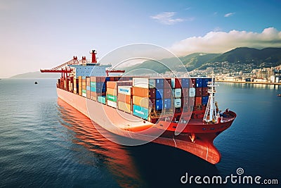 large container ship in the sea in port Stock Photo