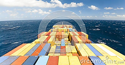 Large container vessel ship and the horizon Stock Photo