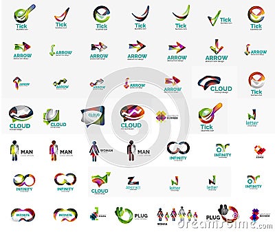 Large corporate company logo collection. Universal Vector Illustration