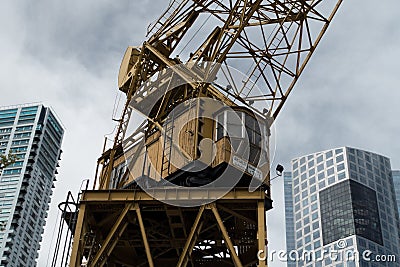 Large crane between skyscrapers Editorial Stock Photo