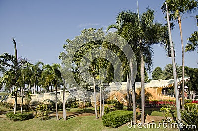 Large crocodile statue name Chalawan in public park for people visit Editorial Stock Photo