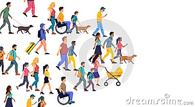A large Crowd of Casual People Vector Illustration