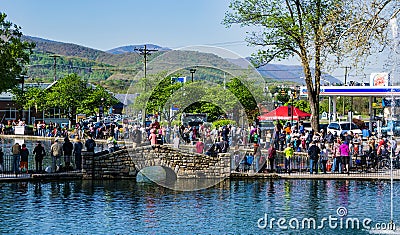 Large Crowd Children Trout Fishing Editorial Stock Photo