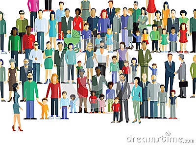 Large crowd of diverse people Vector Illustration