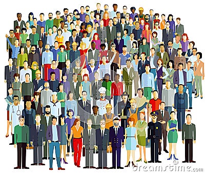 Large crowd of people Vector Illustration