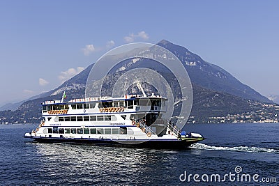 Large cruise tourist ship on Lake Garda, located in the Lombardy region Editorial Stock Photo