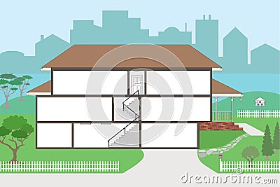 Large Cutaway House Ready to Decorate Vector Illustration