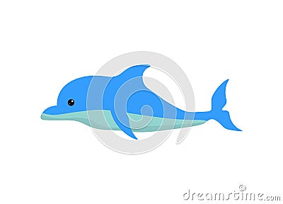 A large cute blue dolphin. Vector Illustration
