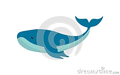 A large cute blue whale. Vector Illustration