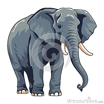 Large cute elephant standing Vector Illustration
