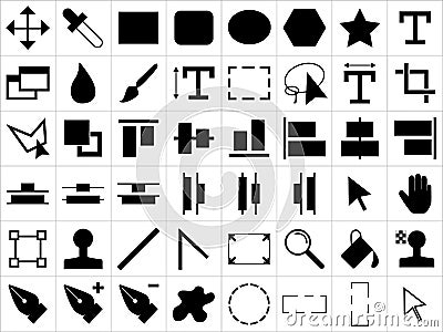 Icon set of design tools Vector Illustration