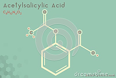 Infographic of the molecule of Acetylsalicylic acid Vector Illustration