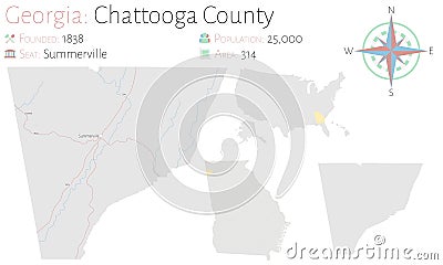 Map of Chattooga County in Georgia Vector Illustration