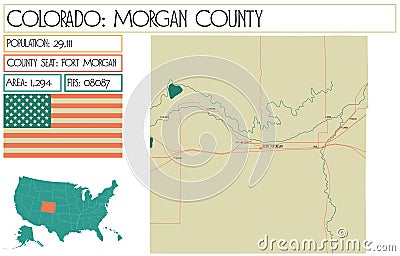 Map of Morgan County in Colorado USA Vector Illustration