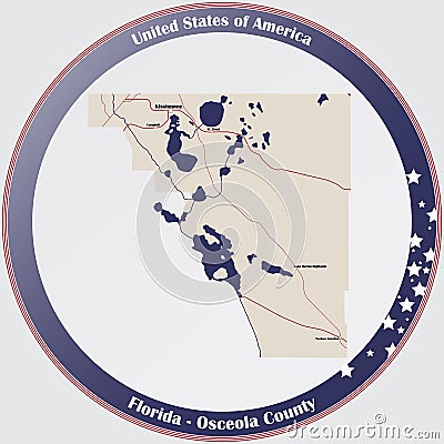 Map of Osceola County in Florida Vector Illustration