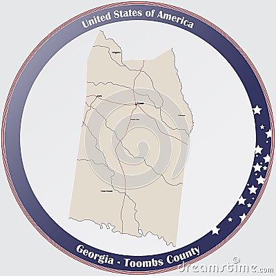 Map of Toombs County in Georgia Vector Illustration