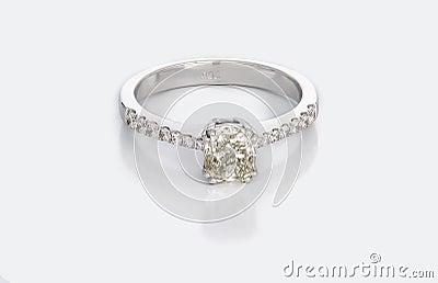 Large Diamond Solitaire Engagement or Wedding Ring Stock Photo