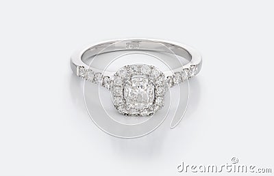 Large Diamond Solitaire Engagement or Wedding Ring Stock Photo