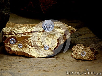 Scattered Diamonds on a Bed of Rock Stock Photo