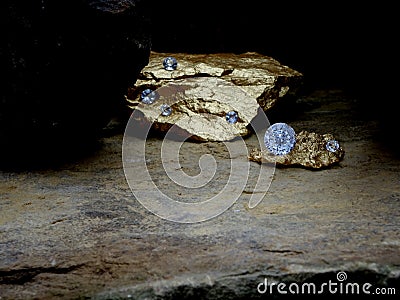 Scattered Diamonds on a Bed of Rock Stock Photo